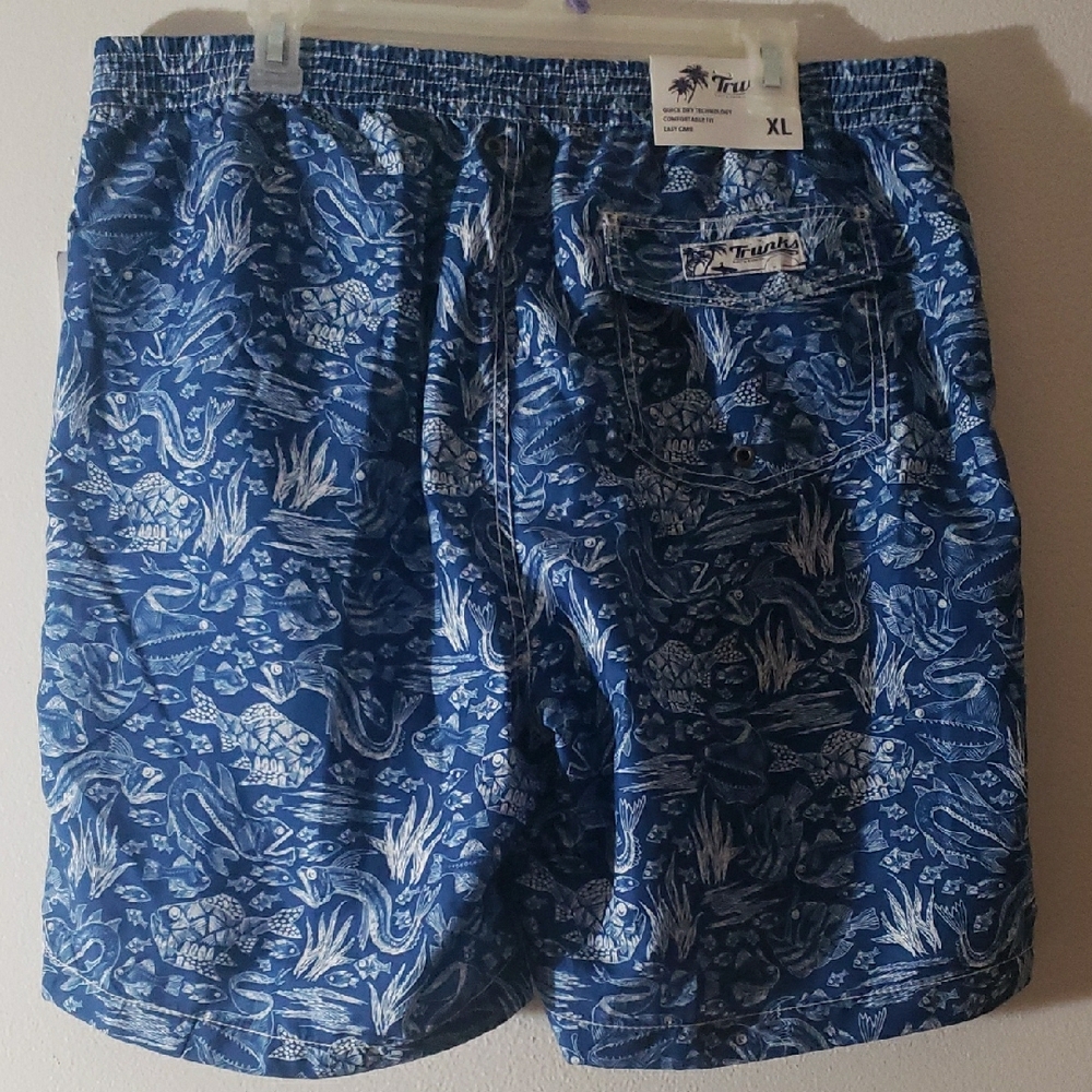 Men's Trunks Surf & Swim Co. Nautical Deep Sea Fishes Printed Size XL Cobalt NWT - Picture 3 of 13